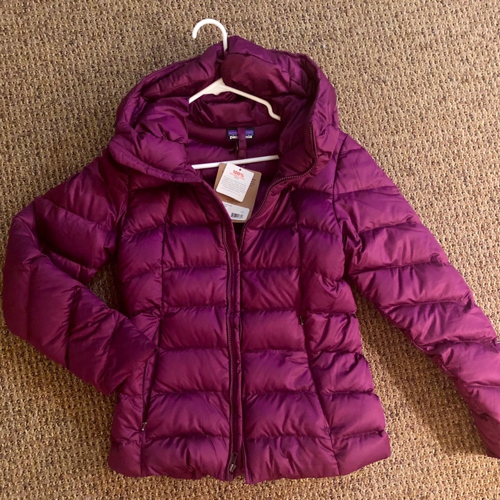 Purple down Patagonia coat